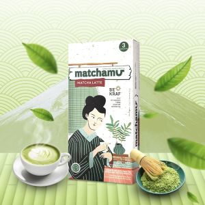 OHSOME – MATCHAMU Minuman Instan Serbuk Teh Hijau Matcha Latte Rasa Sakura & Hojicha 72gr
